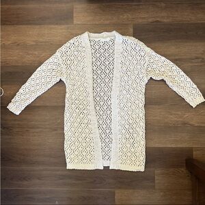 Moon and Madison Cardigan Ivory Crème Crochet Knit Long Sleeve